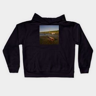 Low tide at Burnham Overy Staithe, Norfolk, UK Kids Hoodie